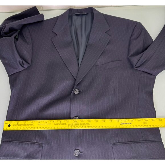 VTG Burberry 2 Piece Suit 42R Blazer 36X30 Pants Ventless Pinstripe USA Made - Picture 12 of 16